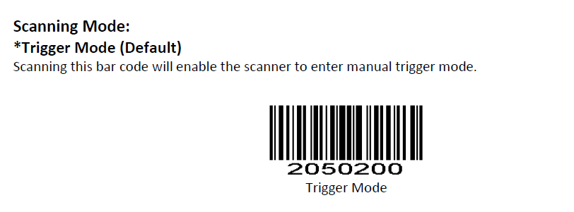 Configuration barcode