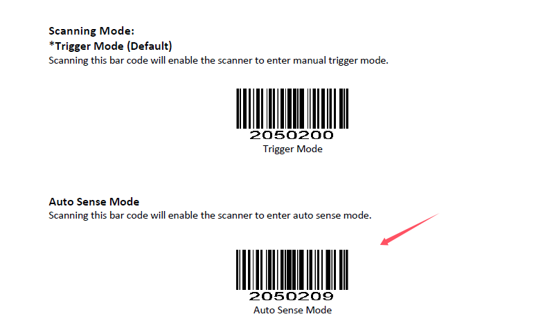 Configuration barcode