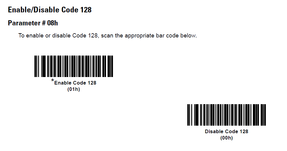 Configuration barcode