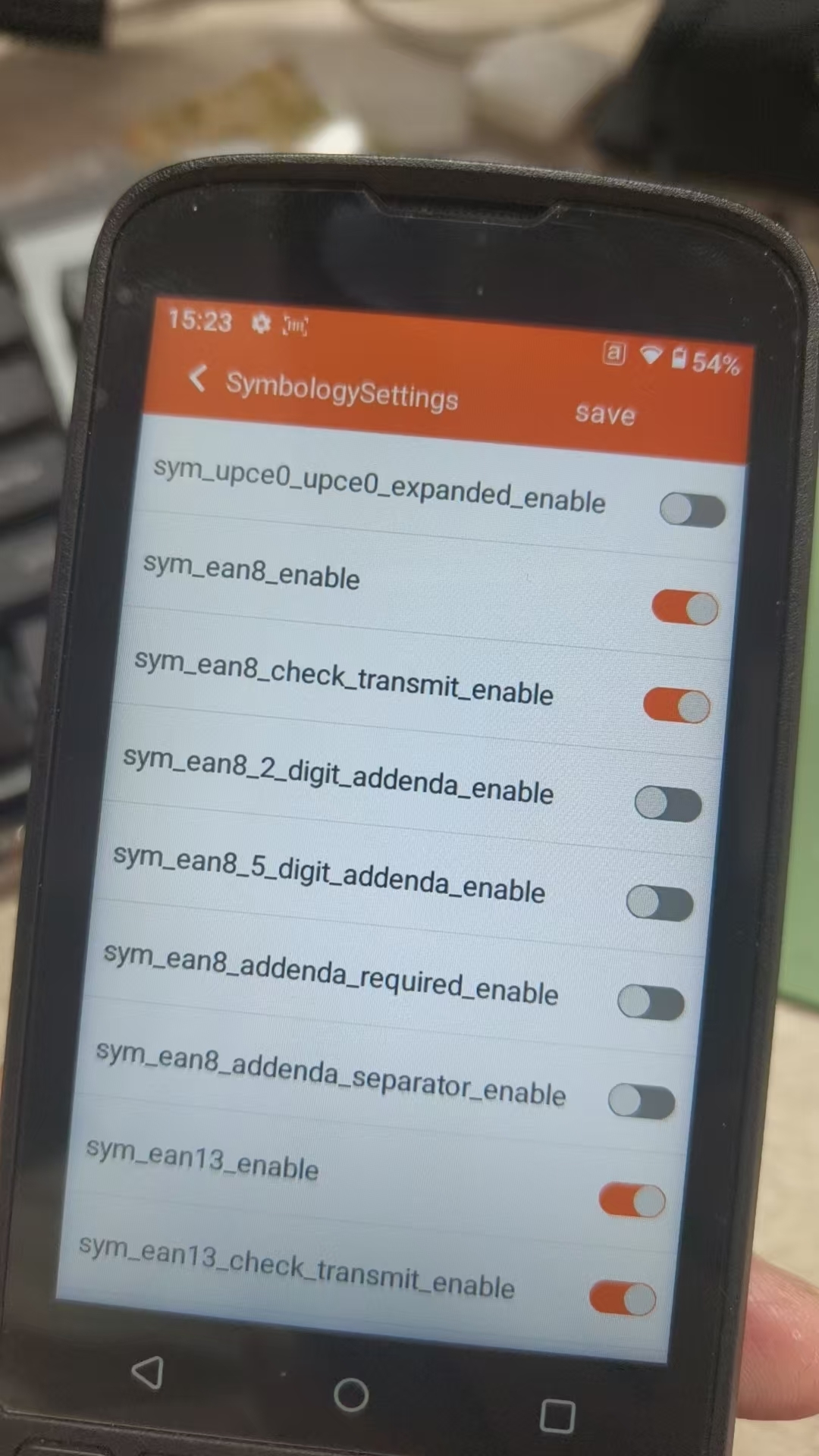 Configuration barcode