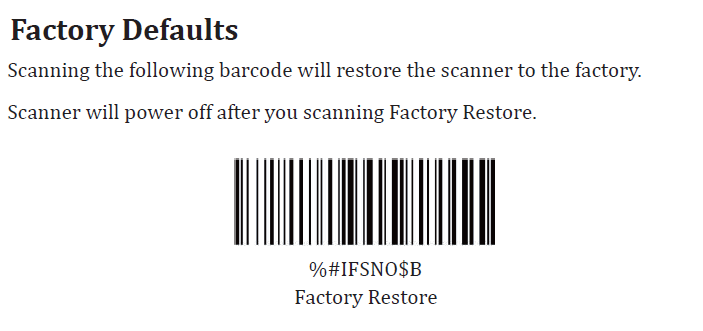 Bluetooth setup barcode