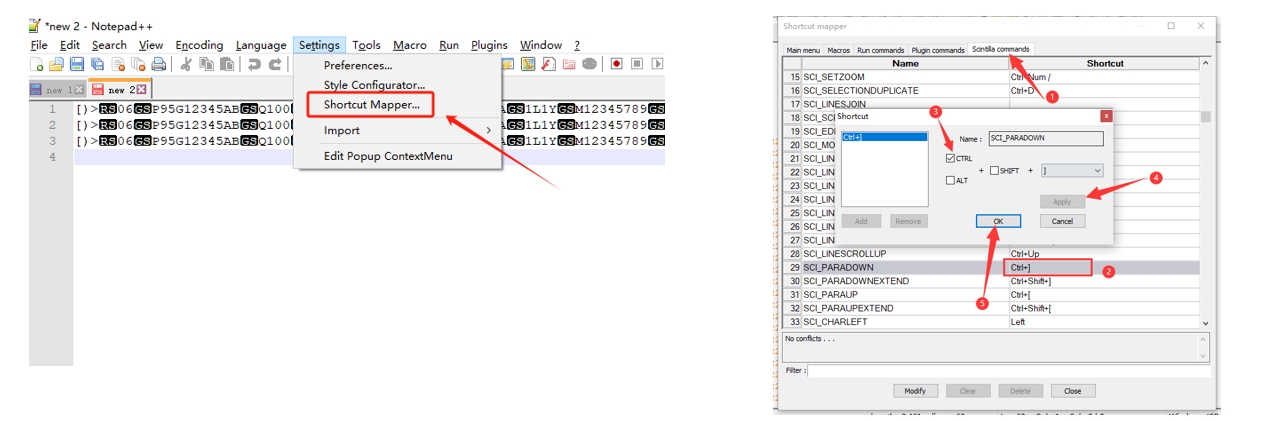 Prefix and suffix setup barcode
